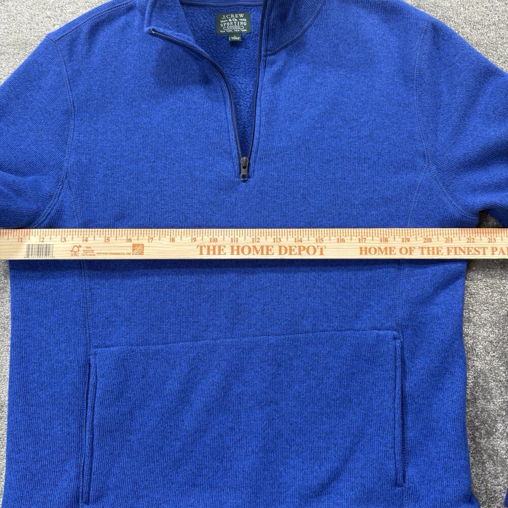 J.Crew Sporting Goods Mens‎ Large Blue Fleece Pullover 1/4 Zip Sweatshirt Jacket - Picture 7 of 8